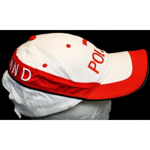 Polska Poland Hill Hat Cap Red White Polish Flag Embroidered Adjustable - Picture 2 of 8